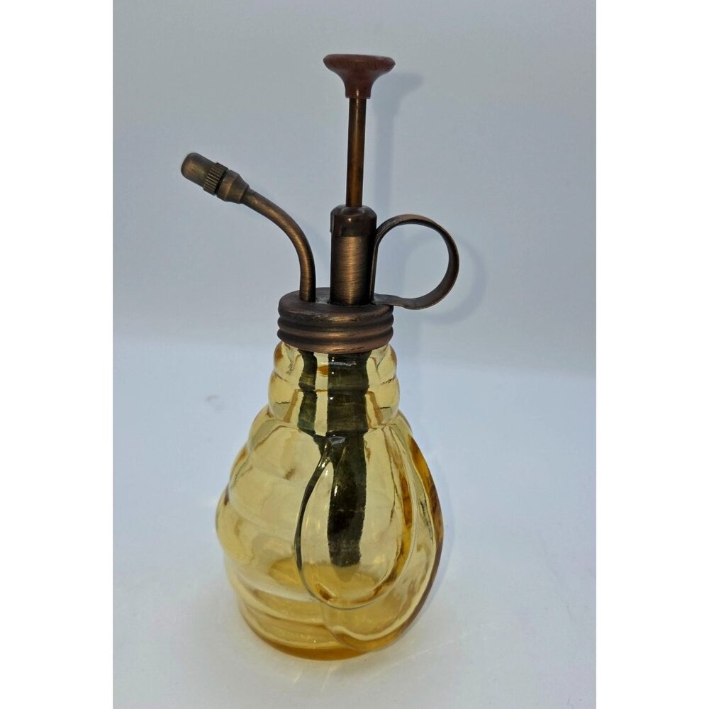 Vintage Inspired 6.5 " Tall Yellow Glass Fine Mist Plant Mister.